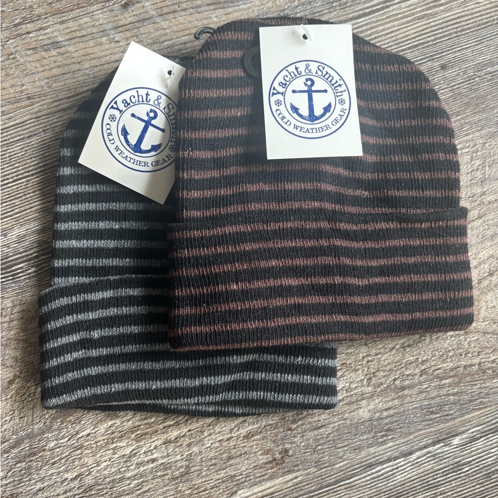 Yacht & Smith Striped Knit Beanies